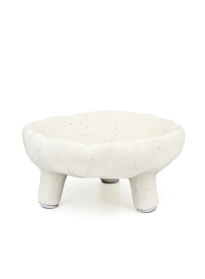 Accessoryway Three-Legs Ceramic Decorative Bowl- 8" Small White Footed Fruit Bowl for Kitchen Counter, Entryway &Table Home Décor,Multi-Purpose Footed Centerpiece Bowl for Candy,Breads,candles, trinkets or key - Image 1